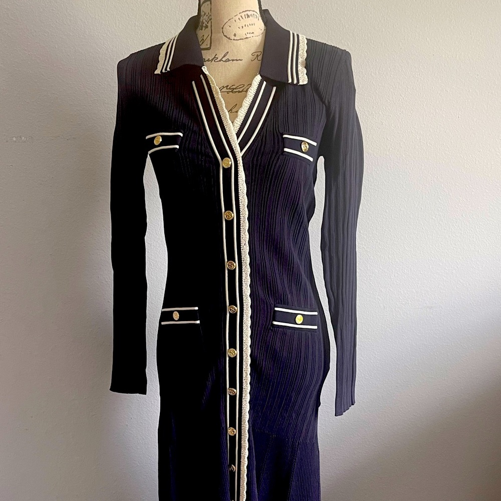 SANDRO NAVY maxi DRESS